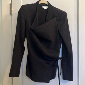 Helmut Lang size 0 grey wool cashmere draped jacket